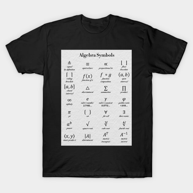 Algebra Symbols T-Shirt by ScienceCorner